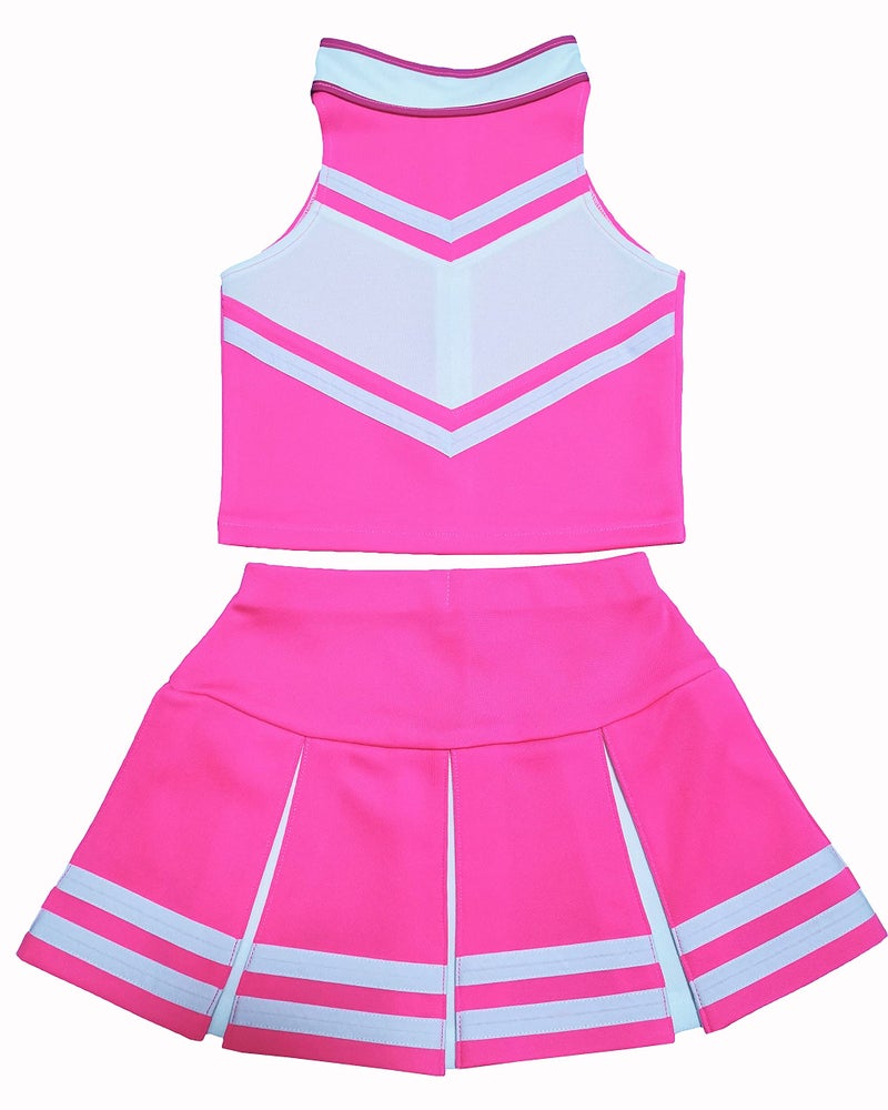 Total 2550 Big Girls' Women Cheerleader Costume Uniform Cheerleading Adult Dress Outfit Halloween (M/ 8-10, Sweet Pink/White) - Image 2