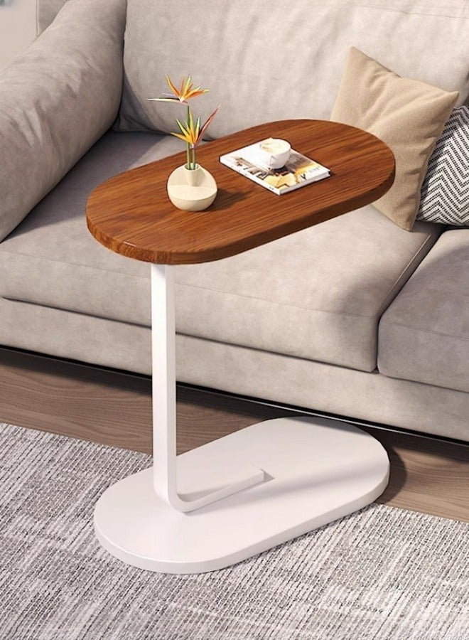 Browning طاولة أريكة لغرفة المعيشة طاولة شاي منزلية رف تخزين بجانب السرير طاولة قهوة شرفة طاولة جانبية طاولة زاوية - إطار أبيض + لوحة ألوان الجوز - Image 1