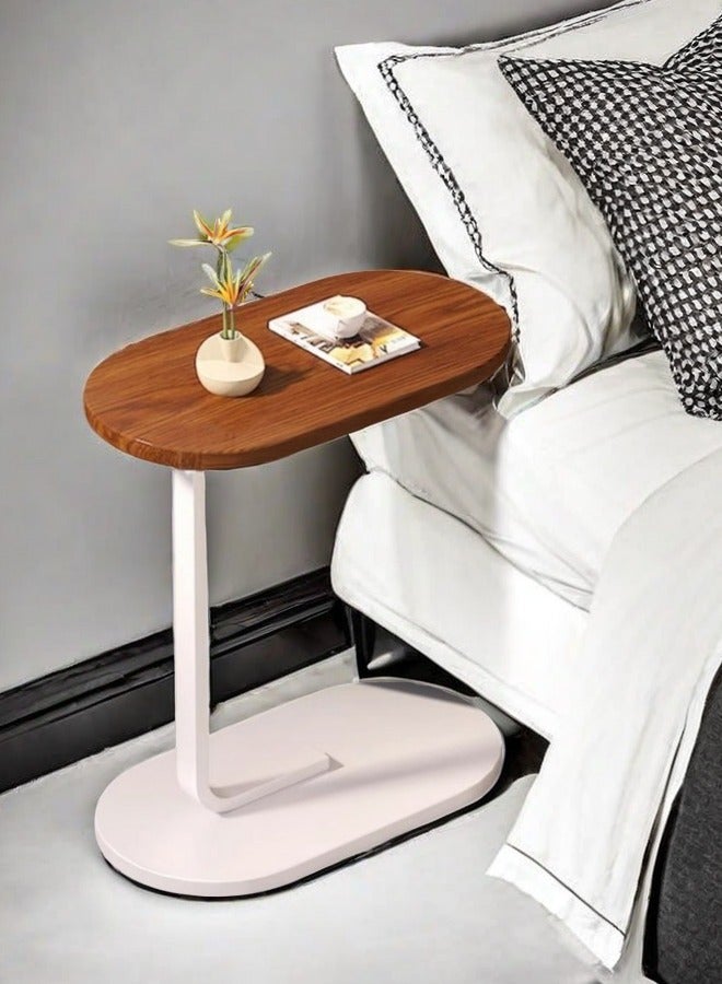 Browning طاولة أريكة لغرفة المعيشة طاولة شاي منزلية رف تخزين بجانب السرير طاولة قهوة شرفة طاولة جانبية طاولة زاوية - إطار أبيض + لوحة ألوان الجوز - Image 2