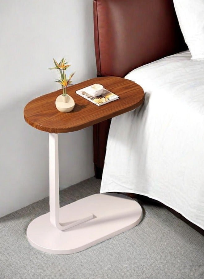 Browning طاولة أريكة لغرفة المعيشة طاولة شاي منزلية رف تخزين بجانب السرير طاولة قهوة شرفة طاولة جانبية طاولة زاوية - إطار أبيض + لوحة ألوان الجوز - Image 3