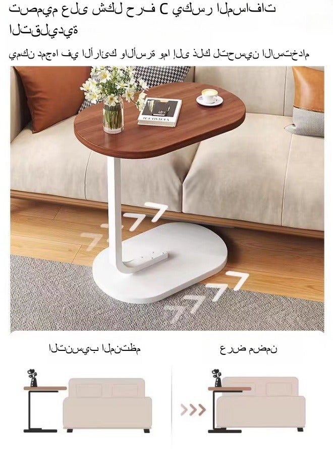 Browning طاولة أريكة لغرفة المعيشة طاولة شاي منزلية رف تخزين بجانب السرير طاولة قهوة شرفة طاولة جانبية طاولة زاوية - إطار أبيض + لوحة ألوان الجوز - Image 4