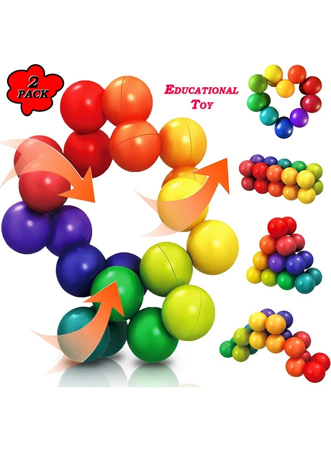 2 Pack Sensory Fidget Toys for Kids Toddler Boys, Autism Figette Ball Autistic ADHD Cool Desk Toy, Calm Down Travel Airplane Essentials Toys for Age 3-12 Year Old, Stuffers Gift for Kids Teens Girls - Image 1