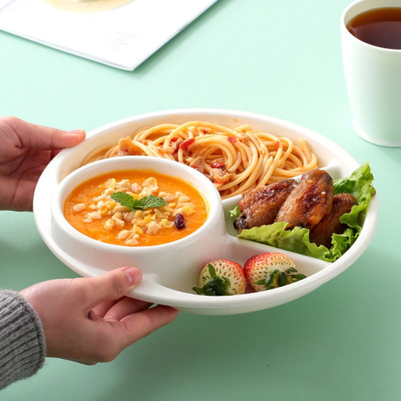 2pcs Divided Plates Dinner Plates Household Food Dishes Compartment Food Storage Dish - Image 5