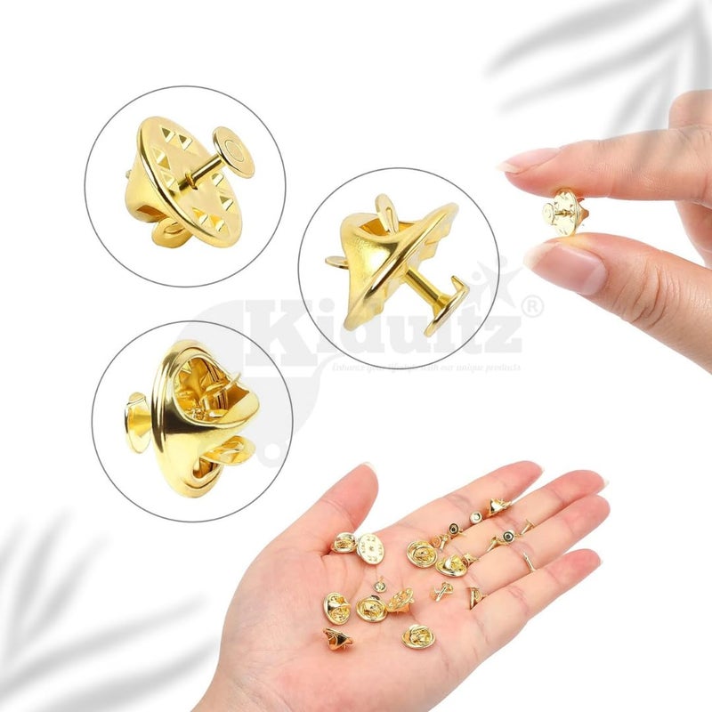 Kidultz Kidultz Butterfly Metal Clutch Locking Gold Clasp Pin Backs for Badge, Craft and Jewellery Making, Tie Clip Pin Label Clasps Fastener (10)  - Image 2