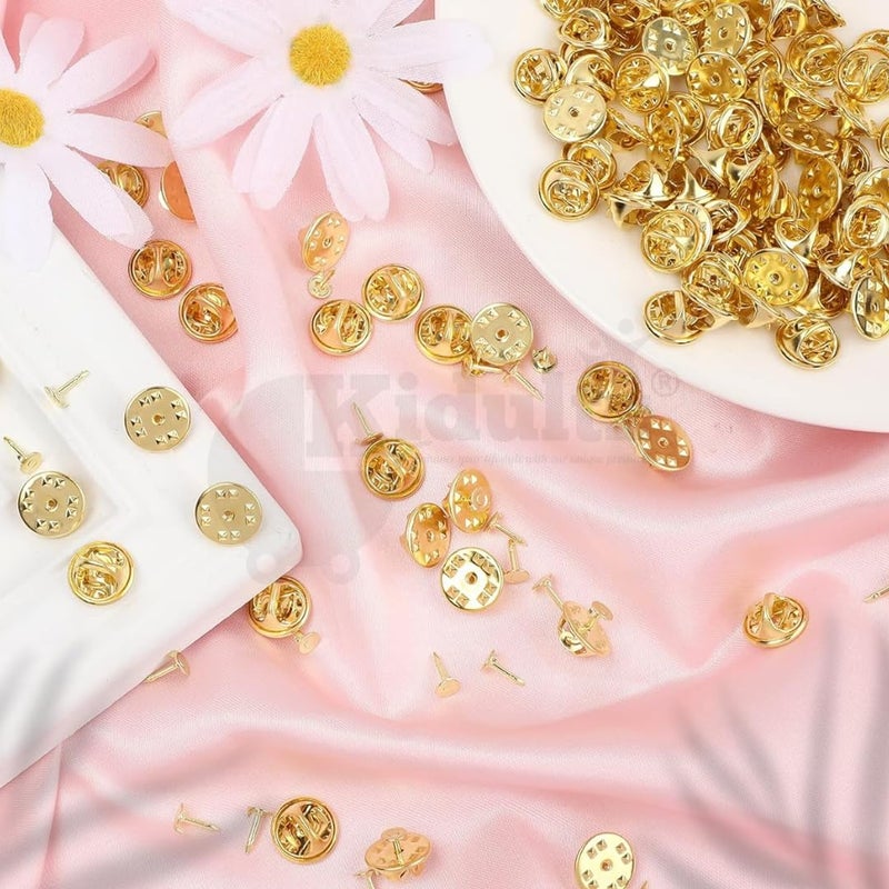 Kidultz Kidultz Butterfly Metal Clutch Locking Gold Clasp Pin Backs for Badge, Craft and Jewellery Making, Tie Clip Pin Label Clasps Fastener (10)  - Image 5