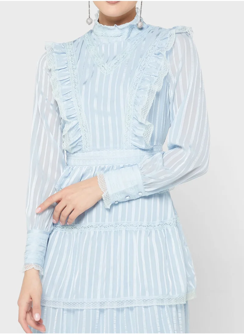 VERO MODA High Neck Ruffle Detail Dress