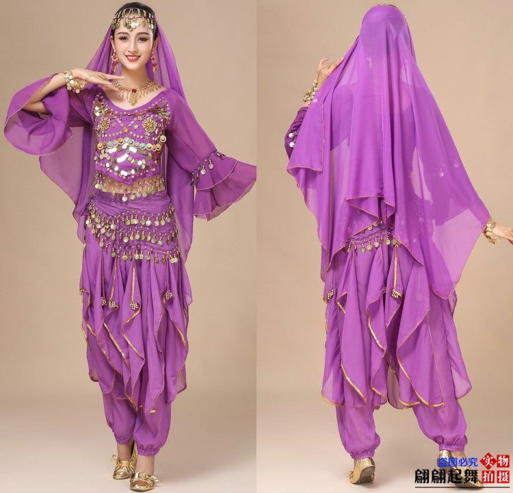 Indian Dance Costume Adult Female Belly Dance Performance Costume Suit New Long Sleeve Ethnic Style Stage Performance Suit - Image 1