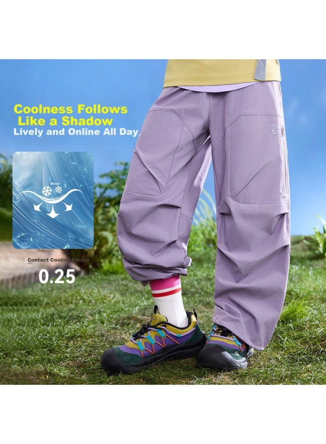 Ask Junior Kids Outdoor Sports Waterproof Sun-protective Cargo Pants Purple - Image 1