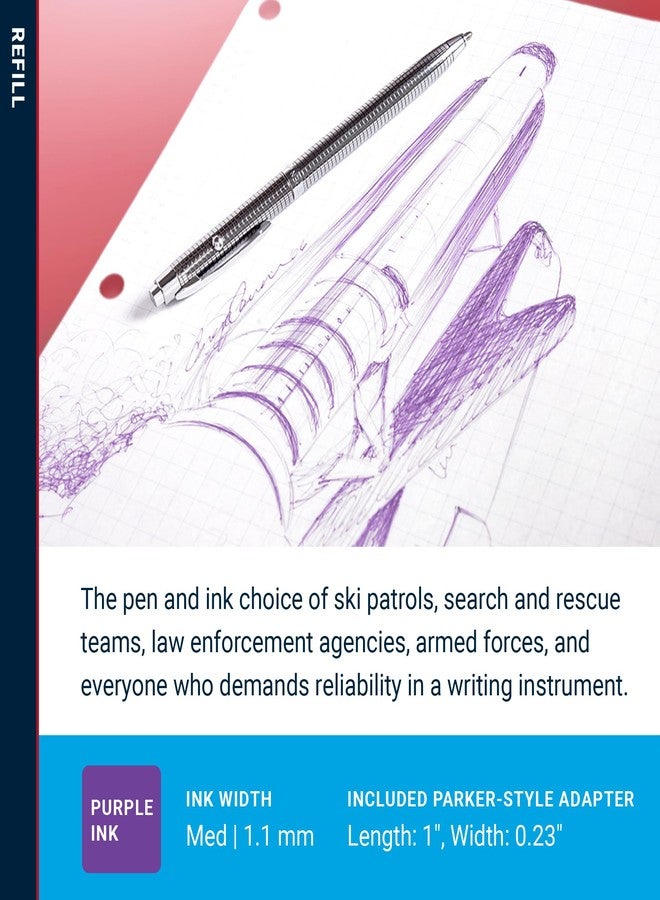 فيشر عبوة حبر مضغوطة لأقلام فيشر سبيس، سن متوسط، حبر بنفسجي، عبوة واحدة - Image 3