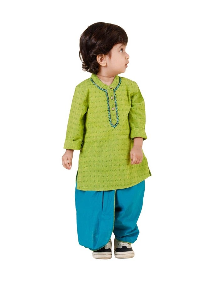 Fabindia Green Cotton 2Pc Dhoti Set - Image 1