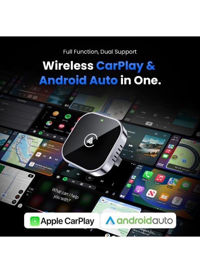Teeran Mini 2 in 1 Wireless CarPlay and Android Auto Adapter, Easy Setup Plug and Play, Fast Seamless Use Supports 1000+ Car's with Built-in Wired Car Play/Android Auto, Compact Sleek Design Car Adapter - Image 3
