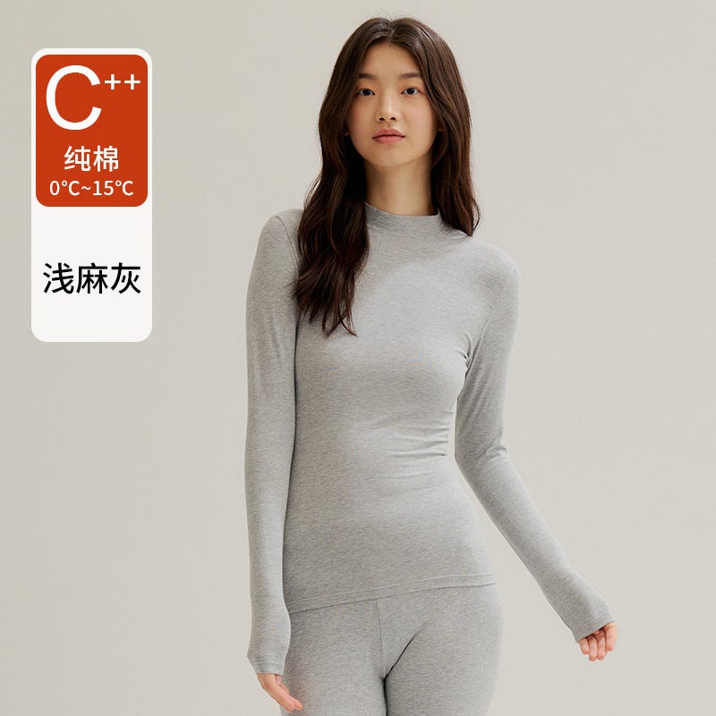 Pure Cotton Thermal Underwear Women'S Autumn Clothes And Pants Men'S Round Neck Cotton Sweater Thin Thermal Clothing Anti-Pilling Class A Cotton - Image 1