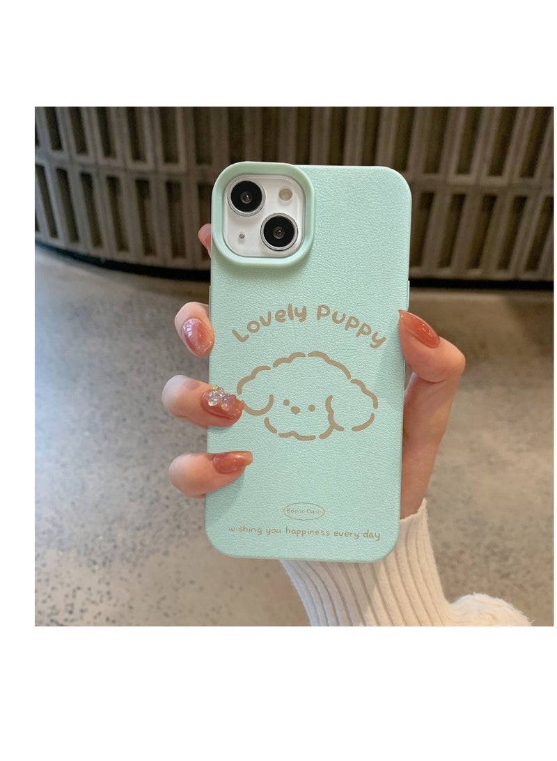 NIBEMINENT Simple Cartoon Puppy Protective TPU Case Cover For iPhone 16 Pro, Light Blue
