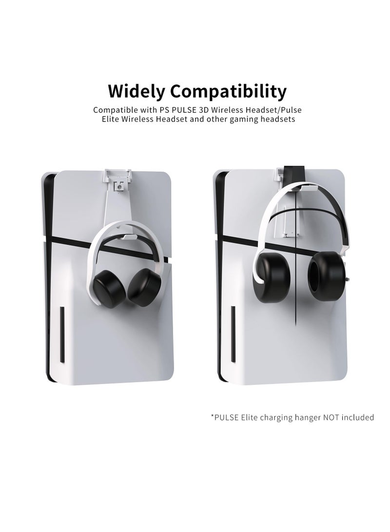 Excefore Headset Stand Compatible with PS5/PS5 Slim Headset, Pulse Elite Headset, Support Charging Dock, Headphone Stand for PS5 Headphone, Stay Organized on Console, Wall, Desk, White - Image 2