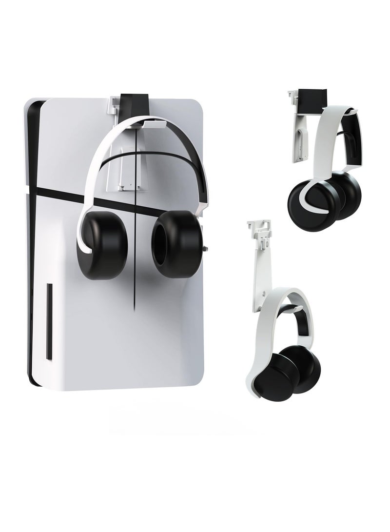 Excefore Headset Stand Compatible with PS5/PS5 Slim Headset, Pulse Elite Headset, Support Charging Dock, Headphone Stand for PS5 Headphone, Stay Organized on Console, Wall, Desk, White - Image 1