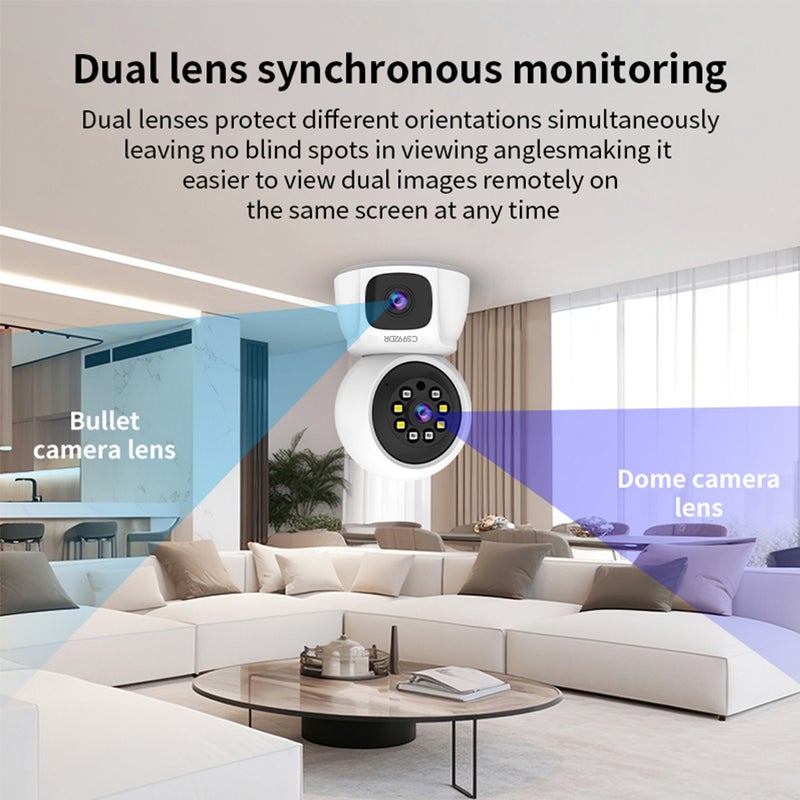Baby Monitor: 1080P Dual Lens Wifi Camera - 350°/90° PTZ Rotation Two Storage Options Full-Color Night Vision for Home Baby Pet Monitoring - Image 4