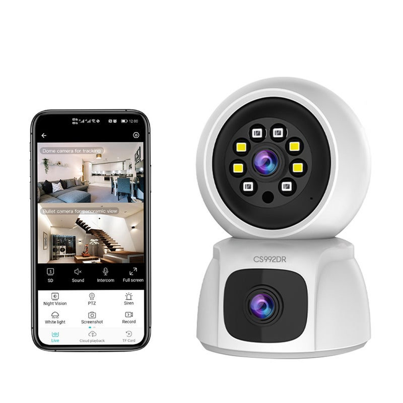 Baby Monitor: 1080P Dual Lens Wifi Camera - 350°/90° PTZ Rotation Two Storage Options Full-Color Night Vision for Home Baby Pet Monitoring - Image 1