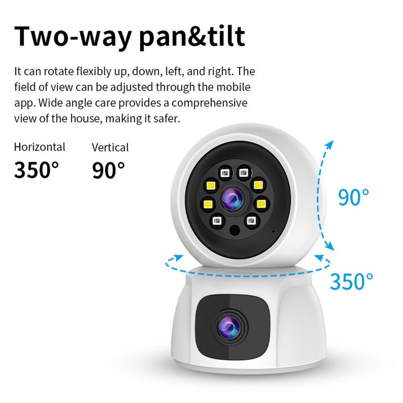 Baby Monitor: 1080P Dual Lens Wifi Camera - 350°/90° PTZ Rotation Two Storage Options Full-Color Night Vision for Home Baby Pet Monitoring - Image 5