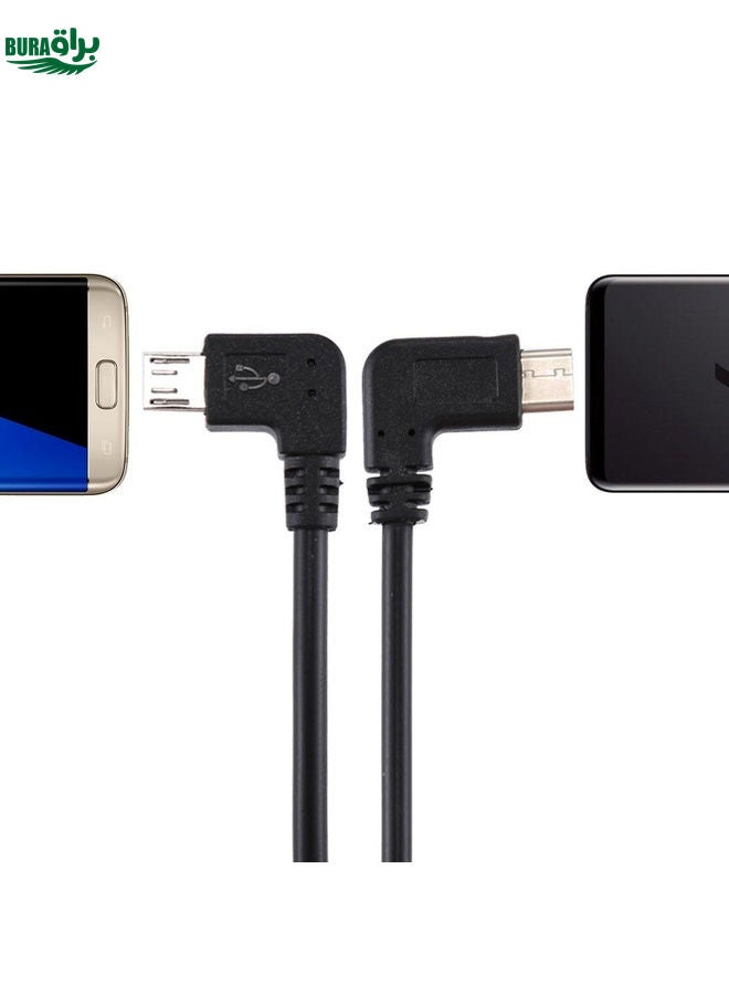 BURAQ USB-C / Type-C Male Elbow to Micro USB Male Elbow Adapter Cable, Total Length: about 25cm, For Samsung, Huawei, Xiaomi, HTC, Meizu, Sony and other Smartphones - Image 4
