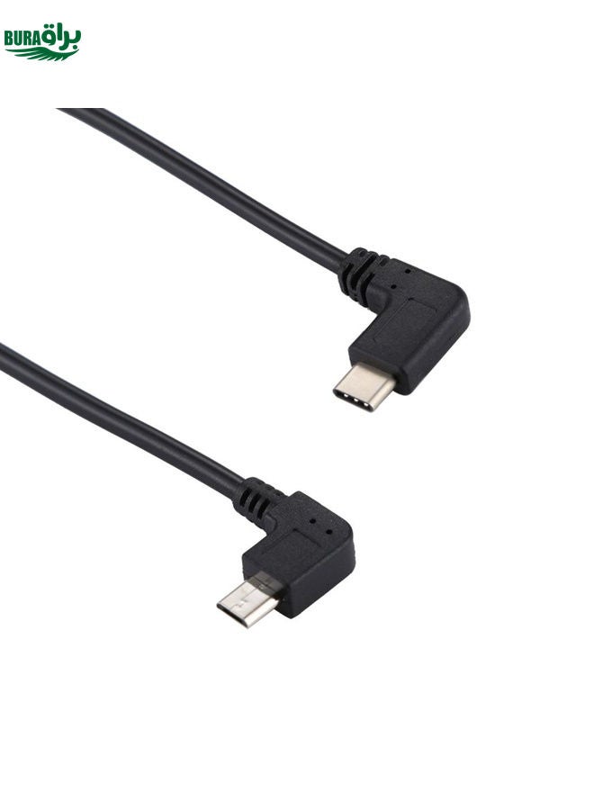 BURAQ USB-C / Type-C Male Elbow to Micro USB Male Elbow Adapter Cable, Total Length: about 25cm, For Samsung, Huawei, Xiaomi, HTC, Meizu, Sony and other Smartphones - Image 3