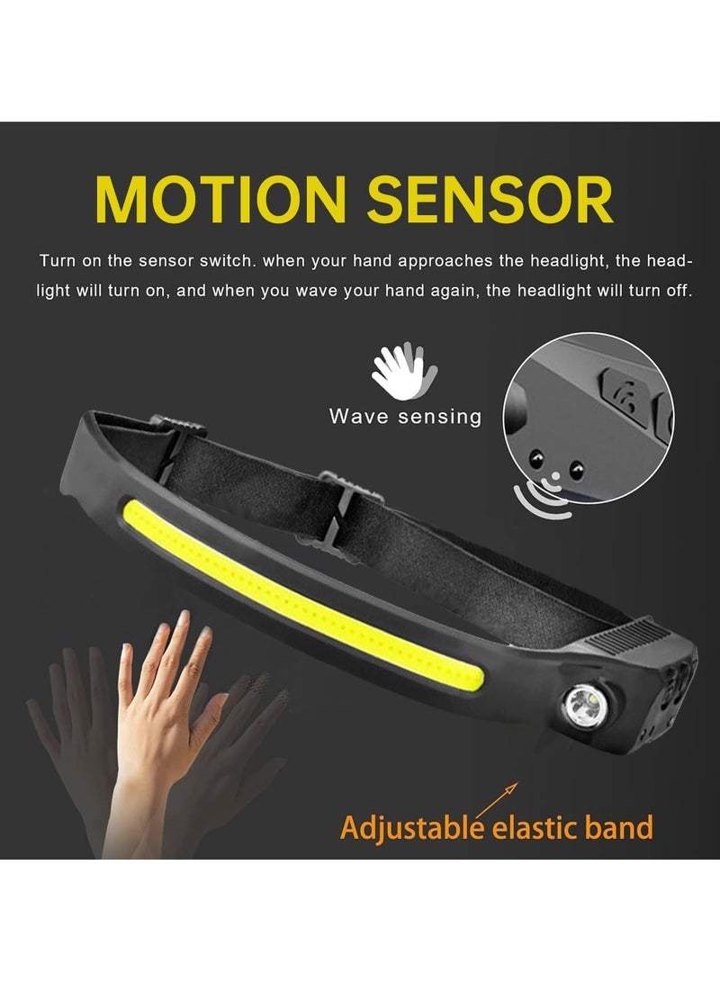 ارواق مصباح أمامي LED قابل لإعادة الشحن بشعاع 230 درجة للمصابيح الأمامية 1000+500 لومن، 5 أوضاع للمصابيح الأمامية مع مستشعر للحركة، للتخييم والجري والمشي لمسافات طويلة وصيد الأسماك - Image 4