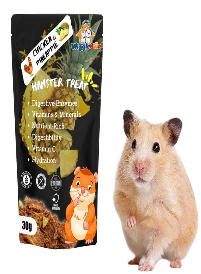 WiggleBoo 30g Chicken & Pineapple Hamster Treat | High-Protein Snack | Antioxidant-Rich | Crunchy & Healthy | Wholesome | Training | Easy to Digest - Image 1