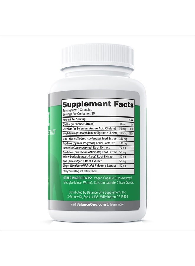 Balance ONE Liver One Supplements - 10 Antioxidant Ingredients for Natural Liver Support - Milk Thistle, Molybdenum, Dandelion, Artichoke - Vegan, Non-GMO - 30 Day Supply - Image 2