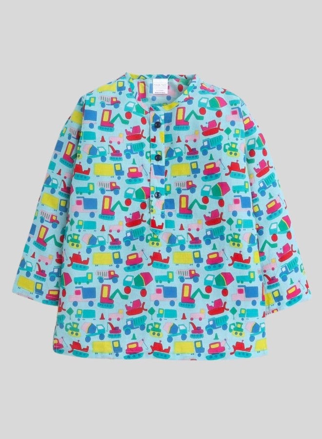 POLKA TOTS Boy’s Super Soft Cotton Kurta Pyjama Set |Night Suit for Kids Boys & Girls (2-3 Y - Multicolor Vehicle) - Image 2