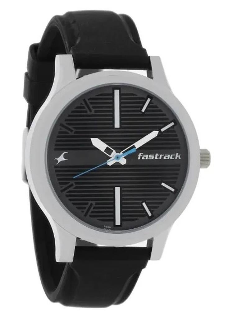 ساعة فاست تراك كوارتز بعقارب للرجال بقرص رمادي وسوار سيليكون