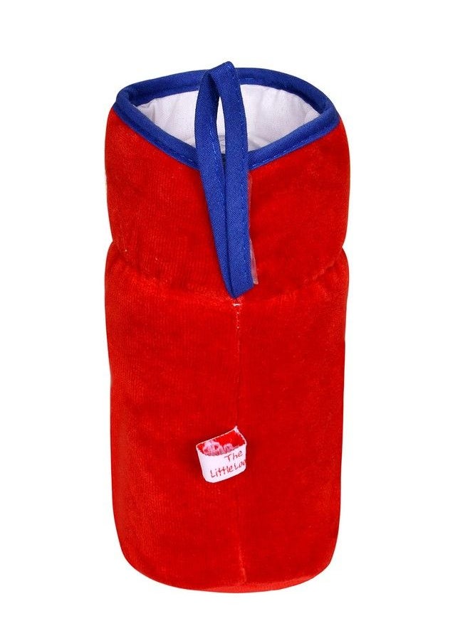 The Little Lookers - For Philips Avent Broad Neck Feeders Soft Plush Stretchable Baby Feeding Bottle Cover With Easy To Hold Strap ; Suitable For 240 260Ml & 330Ml ; Cute Animated Patterned (Red) - Image 1