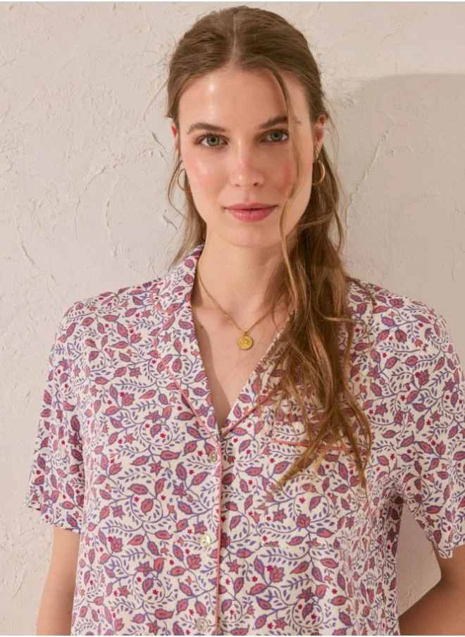 women'secret Pink print viscose classic pyjamas