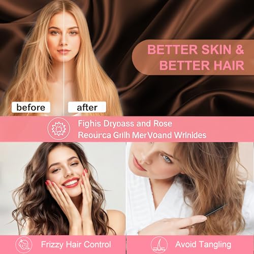 LYSHIN Silk Pillow Cases 2 Pack King Size with Hidden Zipper, Mulberry Silk Pillowcase for Hair and Skin, Smooth and Soft Breathable Cooling Silk Satin Pillowcase Set of 2, Gifts for Women，Brown - Image 4