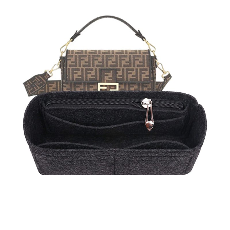 Lckaey purse organizer for baguette bag insert felt organizer 2090Black -M - Image 1