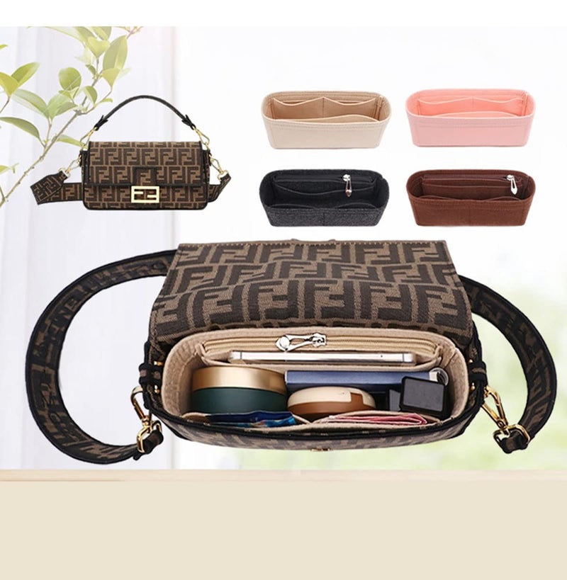 Lckaey purse organizer for baguette bag insert felt organizer 2090Black -M - Image 5