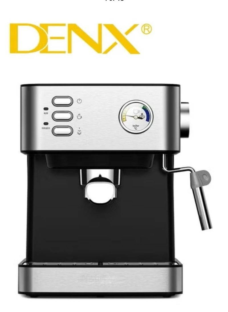 Denx Espresso Coffee Machine for Home, 1.6L Capacity, 850W Power, with Milk Frother, Cappuccino & Latte Maker, Equipped with Steamer, Metal Filter, and Temperature Indicator - Image 2