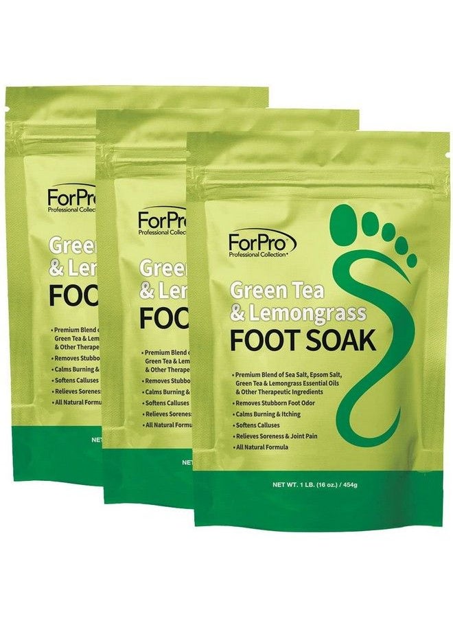 ForPro Professional Collection Forpro Green Tea & Lemongrass Foot Soak With Sea & Epsom Salt For Toenail Athletes Foot Stubborn Foot Odor Scent Softens Calluses & Soothes Sore Tired Feet 48 Ounces (3 1Lb Packs)  - Image 2