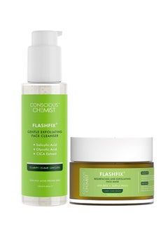 CONSCIOUS CHEMIST Conscious Chemist Salicylic Acid Face Wash 100ML Exfoliating Face Mask 50ML For Oily Acne Prone Skin  Pack of 2  - Image 1