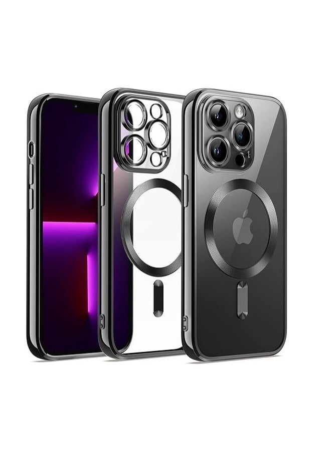 ten.tech Transparent Magnetic Protection Cover Compatible with MagSafe for iPhone 12 Pro Max Mobile Phone, Anti-Shock and Anti-Scratches, and Camera Lens Protector (black) by Tin Tech  - Image 1