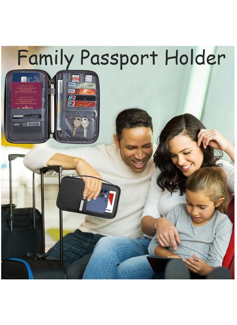 Excefore - Passport Holder Travel Wallet, Family Travel Document Holders Organiser Wallet for Credit Cards Ticket IDs Keys Smartphone for Men Women, Pink - Image 1