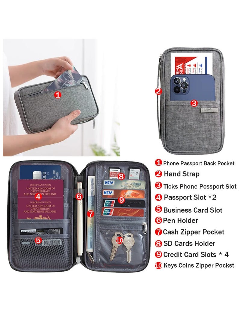 Excefore - Passport Holder Travel Wallet, Family Travel Document Holders Organiser Wallet for Credit Cards Ticket IDs Keys Smartphone for Men Women, Pink - Image 1