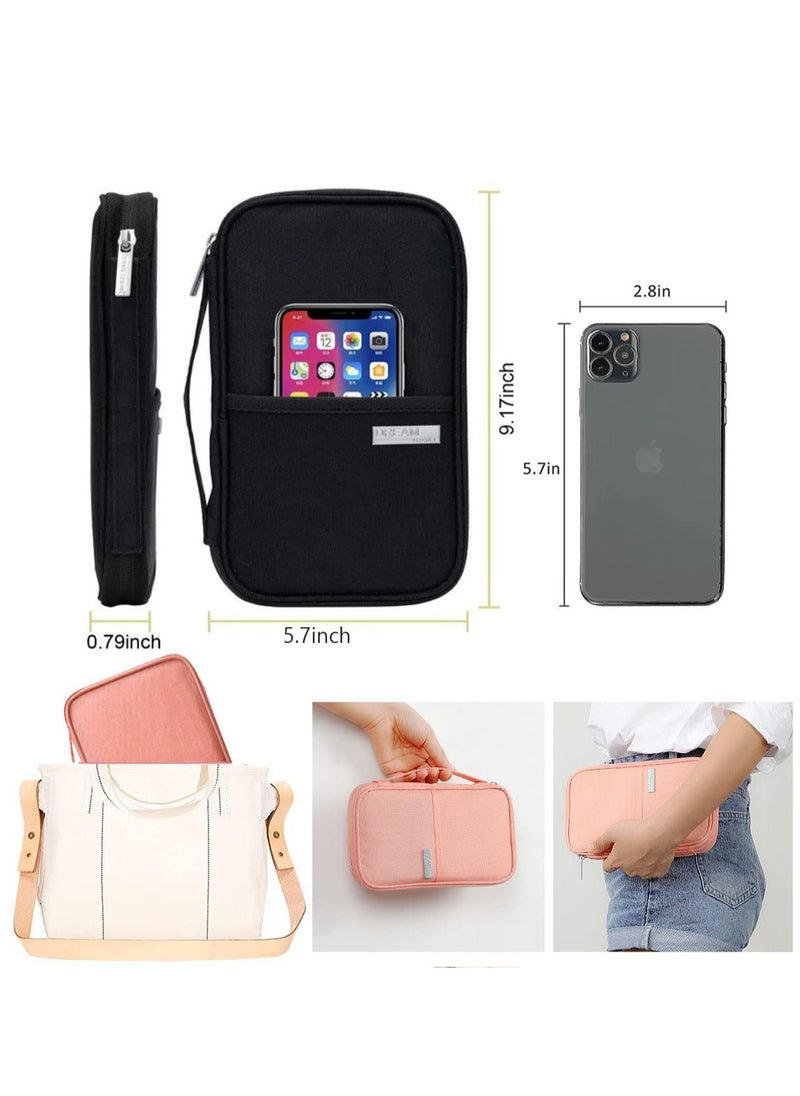 Excefore - Passport Holder Travel Wallet, Family Travel Document Holders Organiser Wallet for Credit Cards Ticket IDs Keys Smartphone for Men Women, Pink - Image 1