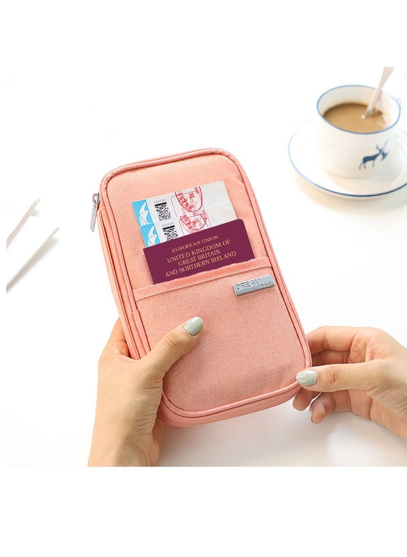 Excefore - Passport Holder Travel Wallet, Family Travel Document Holders Organiser Wallet for Credit Cards Ticket IDs Keys Smartphone for Men Women, Pink - Image 1