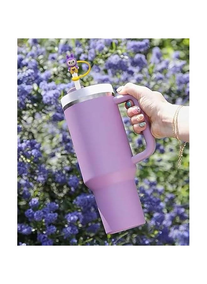 Arabest Cute Para Labubu Accessories Include a 10mm Silicone Straw a Stanley Cup with a Cap and Covers and Toppers that are Real  - Image 3