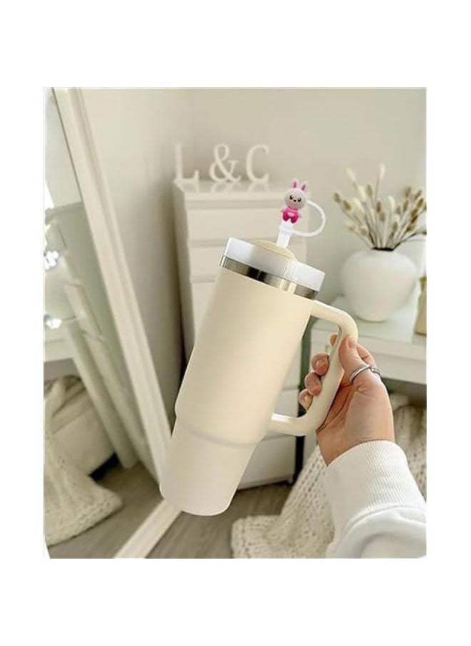 Arabest Cute Para Labubu Accessories Include a 10mm Silicone Straw a Stanley Cup with a Cap and Covers and Toppers that are Real  - Image 4
