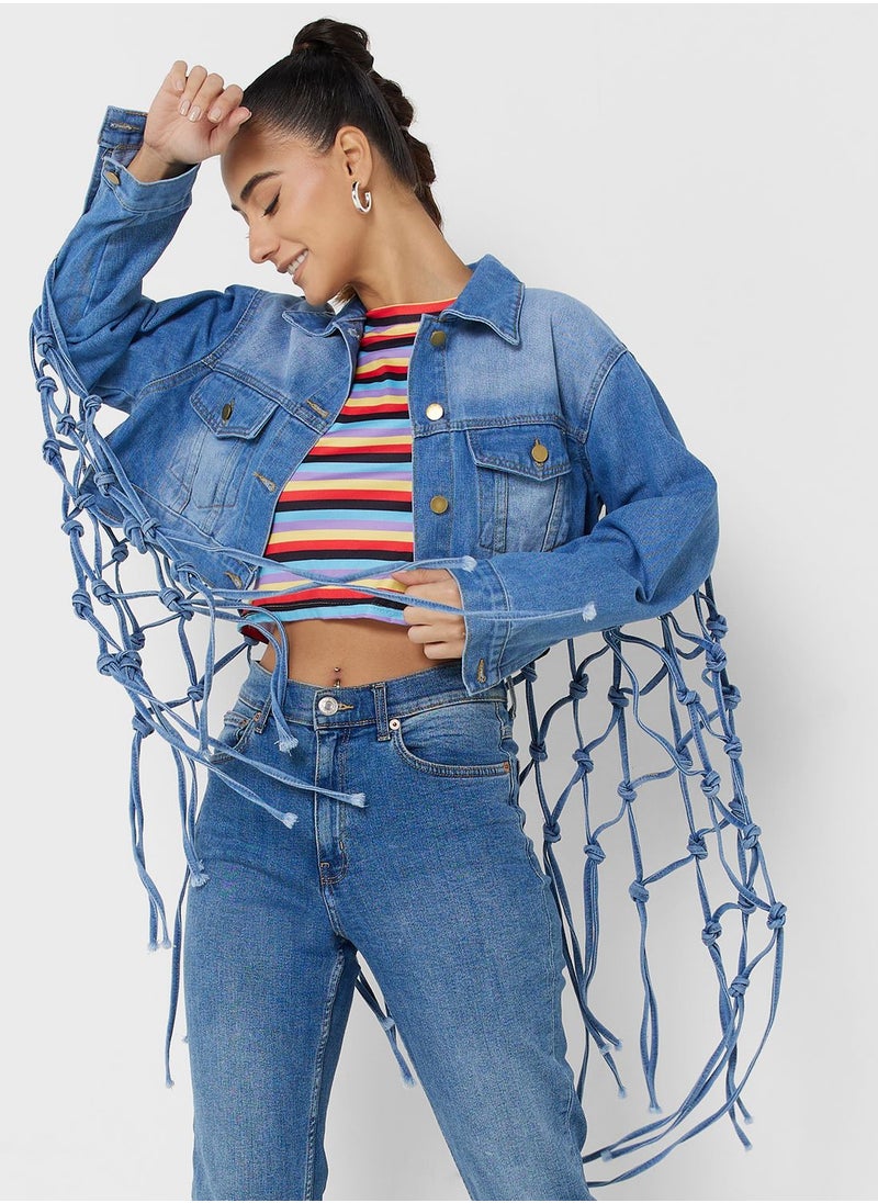Ginger - Fringe Detail Denim Jacket - Image 1