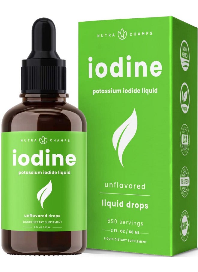 NutraChamps Iodine Drops (12 Year Supply) Vegan Liquid Iodine Supplement Solution Supports Thyroid Health Hormones & Weight Tasteless Higher Absorption Than Tablets Iodine Tincture 590 Servings  - Image 1