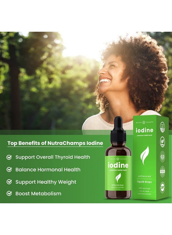 NutraChamps Iodine Drops (12 Year Supply) Vegan Liquid Iodine Supplement Solution Supports Thyroid Health Hormones & Weight Tasteless Higher Absorption Than Tablets Iodine Tincture 590 Servings  - Image 4
