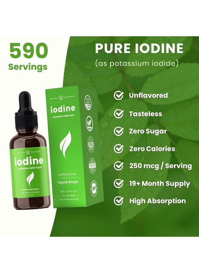 NutraChamps Iodine Drops (12 Year Supply) Vegan Liquid Iodine Supplement Solution Supports Thyroid Health Hormones & Weight Tasteless Higher Absorption Than Tablets Iodine Tincture 590 Servings  - Image 3
