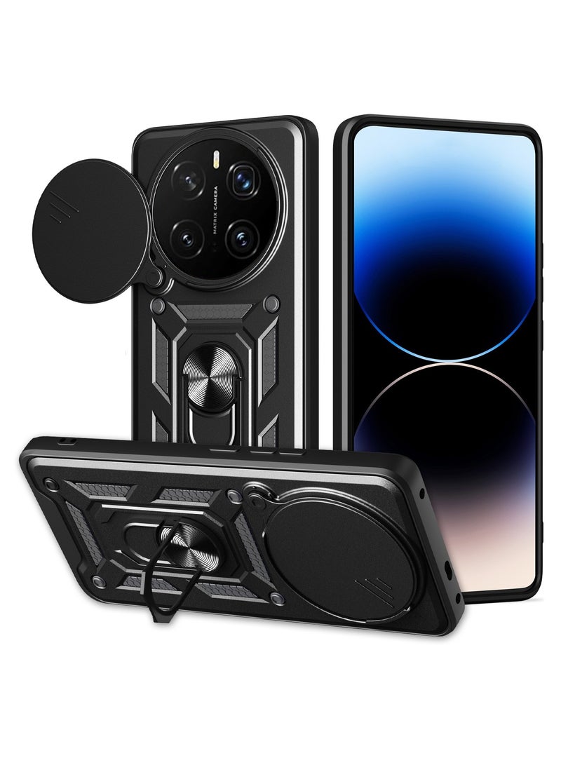 جراب حمايه ويندو مقاوم للصدمات وحمايه للكاميرا مزود بدبله معدنيه متوافق مع   Honor Magic 7 Pro  (اسود) - Image 1