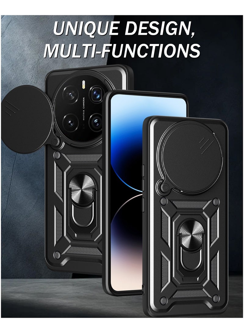 جراب حمايه ويندو مقاوم للصدمات وحمايه للكاميرا مزود بدبله معدنيه متوافق مع   Honor Magic 7 Pro  (اسود) - Image 2